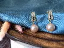 V Shape Earring with Pink Pearl S0042