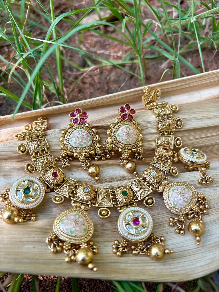 Meenakari  coin necklace N0027