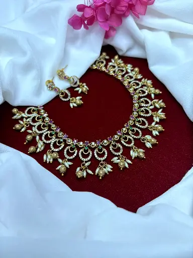 Circle Cz stone Necklace N0006