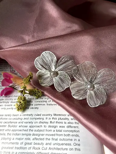 Metel Flower With Pearl S0012