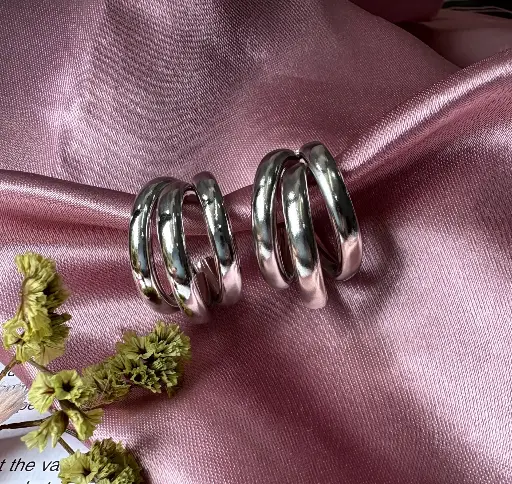 Silver Bold Triple Hoop S0037