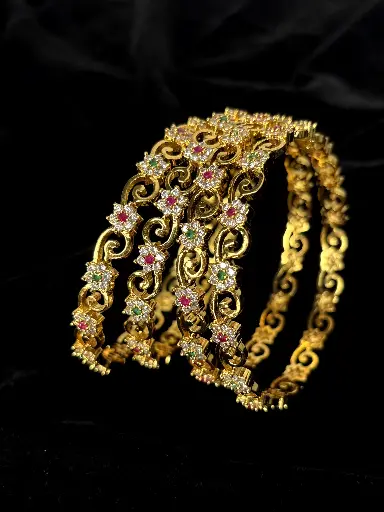 Spiral Flower Stone Bangle B0007