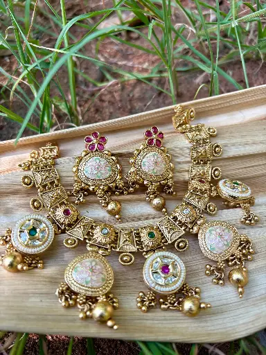 Meenakari  coin necklace N0027