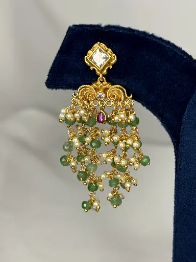 Green Pearl Grape Earring E0013