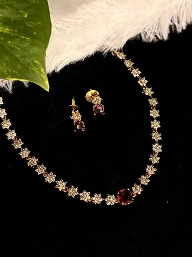 Ruby & Flower necklace N0037